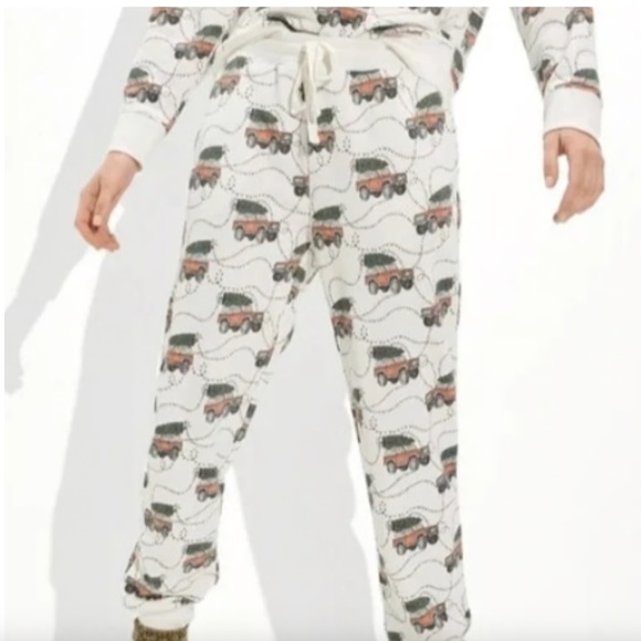 American Eagle Christmas PJ Pants | M | Red Truck Tree Print - Picture 1 of 9